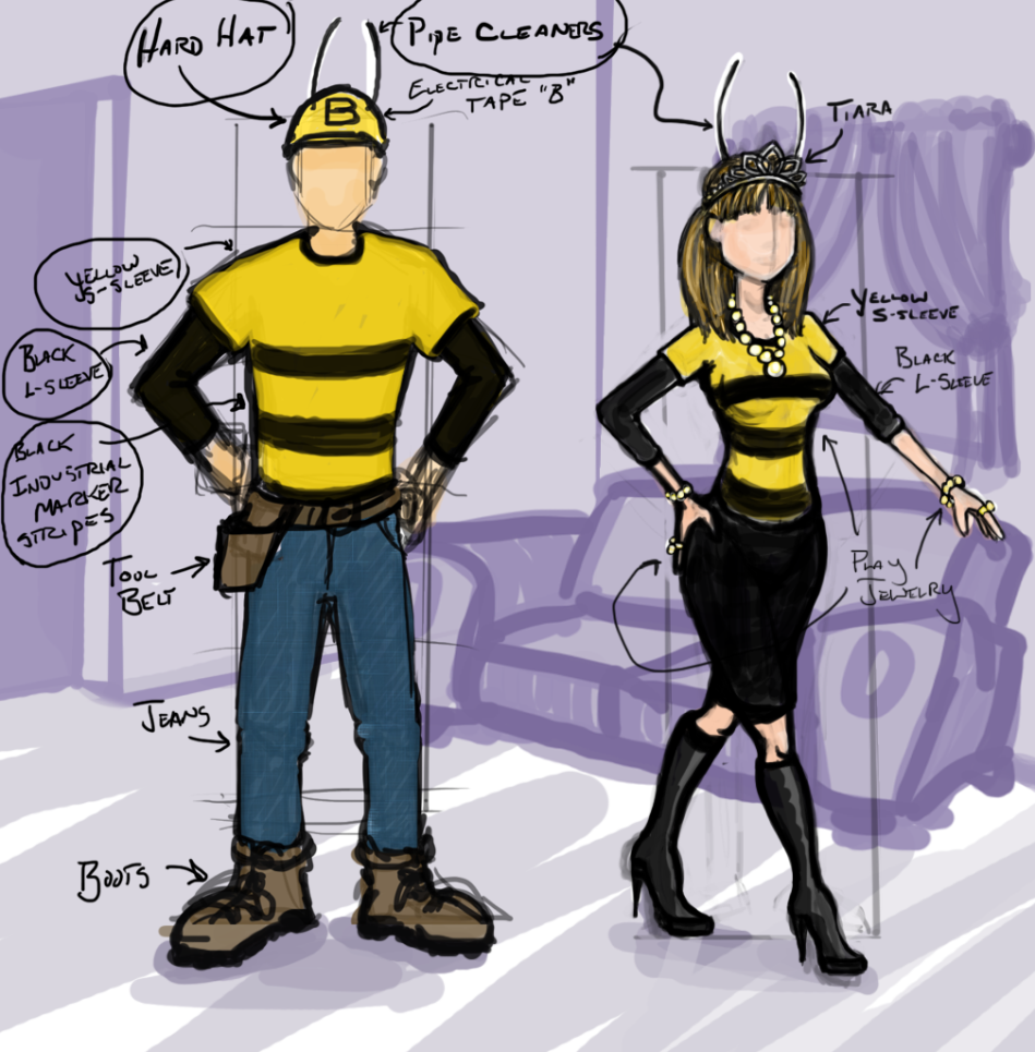 homemade couples halloween costumes queen bee and worker bee