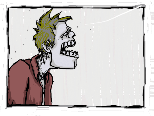 Animation drawing of a zombie killed from a headshot head blown off